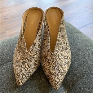 Express leopard slider heels